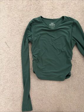 Pink Republic Long Sleeve Crewneck Top - Deep Green